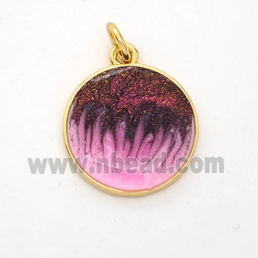 Copper Circle Pendant Painted 18K Gold Plated