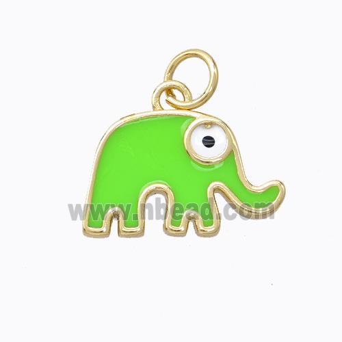 Copper Elephant Pendant Green Enamel Gold Plated