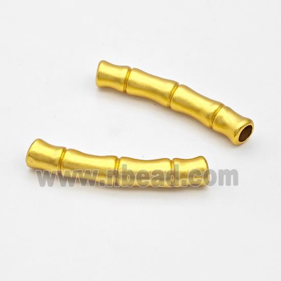 Copper Tube Beads Curving Bamboo Large Hole Gold Plated