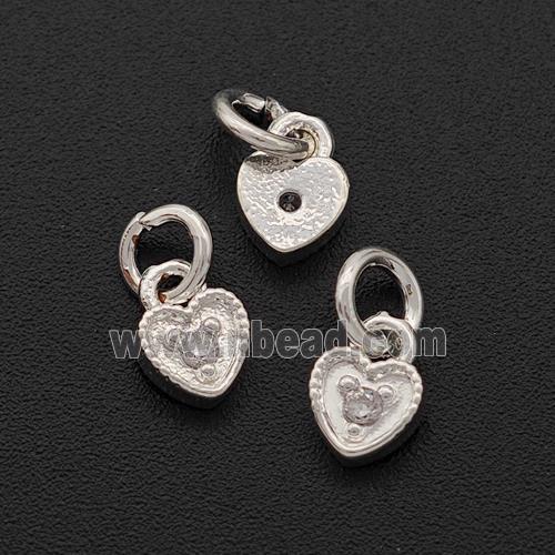 Copper Heart Pendant Pave Zirconia Shiny Silver