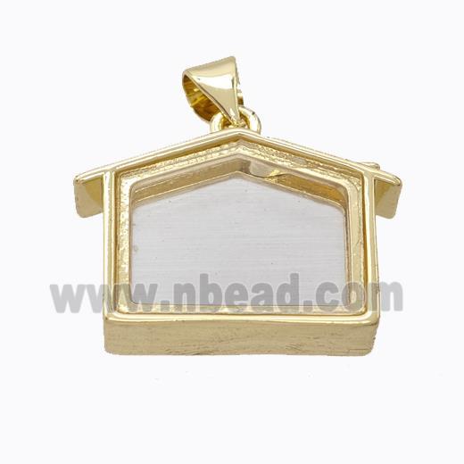 Copper House Locket Pendant Gold Plated