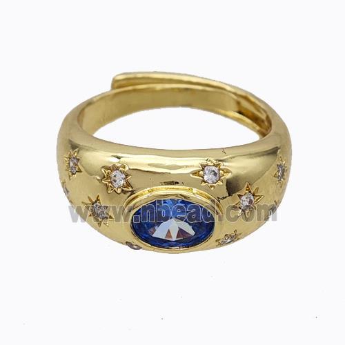 Copper Rings Pave Zirconia Star Adjustable Gold Plated