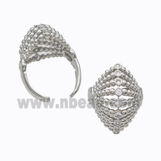 Copper Rings Pave Zirconia Hat Hollow Platinum Plated