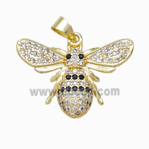 Copper Honeybee Pendant Micropave Zirconia Gold Plated