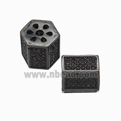 Copper Tube Beads Pave Zirconia Large Hole Black Plated