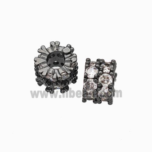 Copper Heishi Beads Pave Zirconia Black Plated