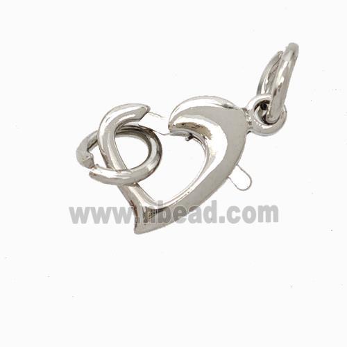 Copper Lobster Clasp Heart Platinum Plated