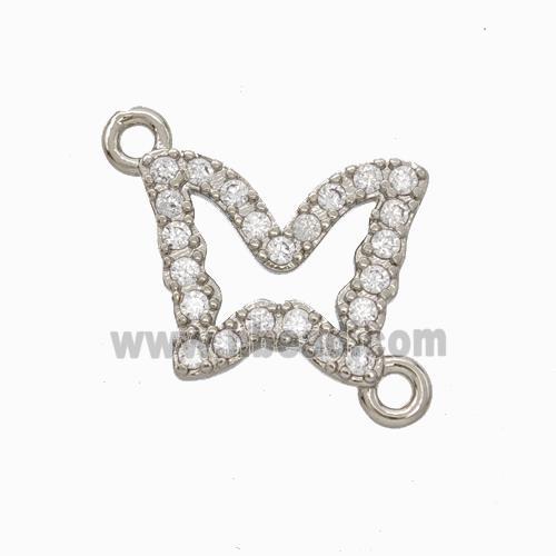 Copper Butterfly Connector Pave Zirconia Platinum Plated