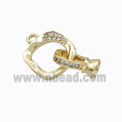 Copper Cordend Clasp Pave Zirconia Gold Plated