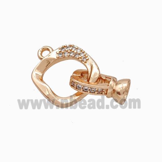 Copper Cordend Clasp Pave Zirconia Rose Gold