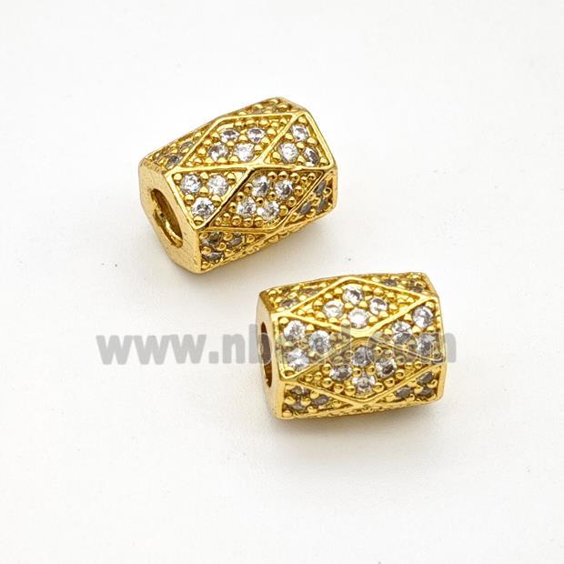 Copper Tube Beads Micropave Zirconia Large Hole Gold Plated