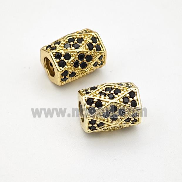 Copper Tube Beads Micropave Zirconia Large Hole Gold Plated