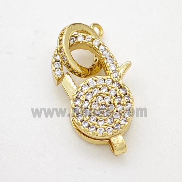 Copper Lobster Clasp Micropave Zirconia Gold Plated