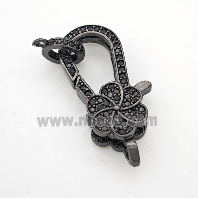 Copper Lobster Clasp Micropave Zirconia Flower Black Plated