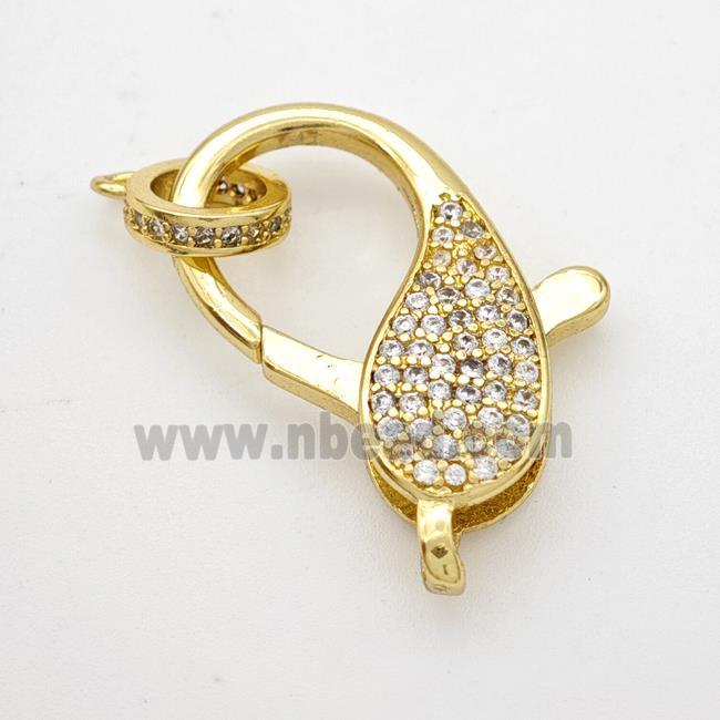 Copper Lobster Clasp Micropave Zirconia Dolphin Gold Plated