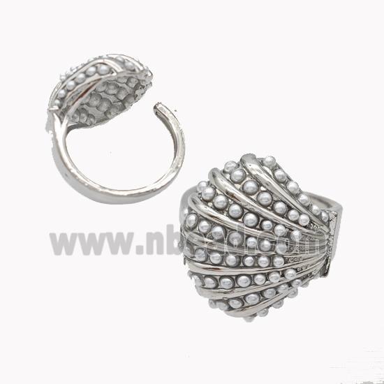 Copper Ring Micropave Pearlized Resin Scallop Platinum Plated