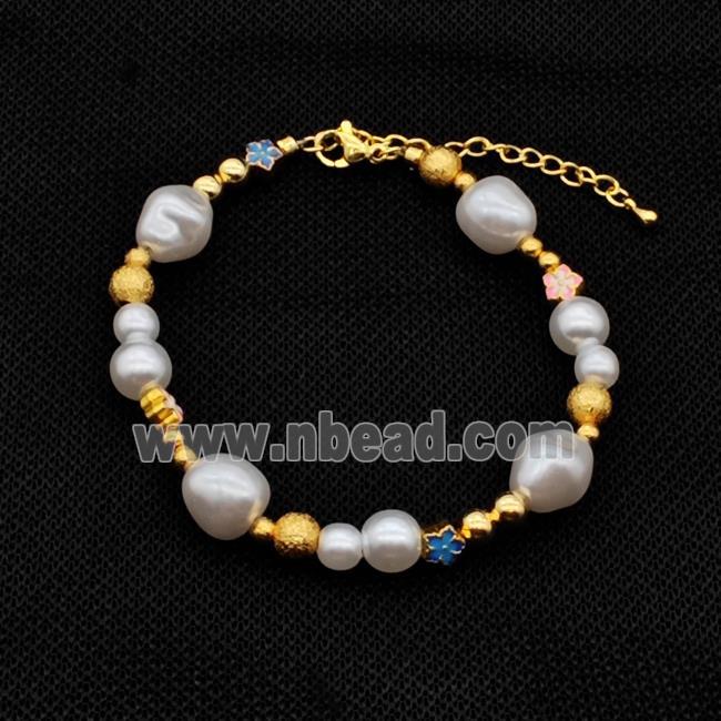 Copper Pearlized ABS Resin Bracelet Gold Plated