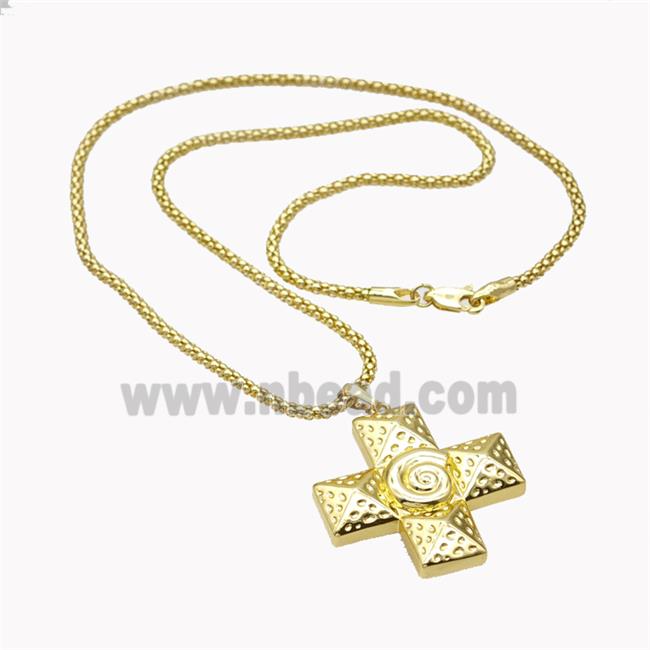 Copper Necklace With Cross Gold Plated