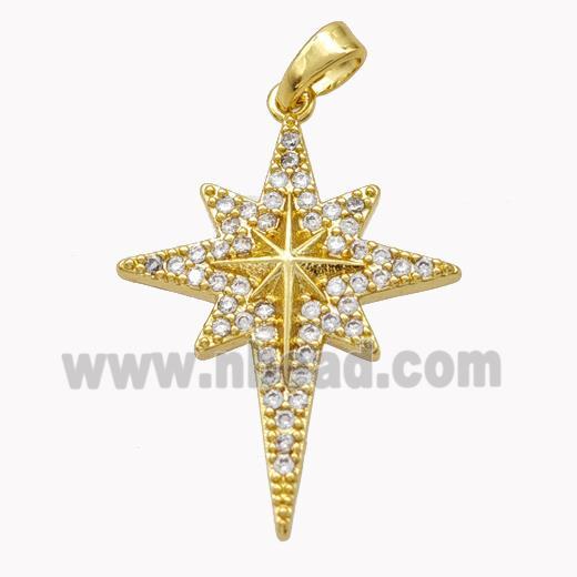 Copper Northstar Pendant Pave Zirconia Gold Plated