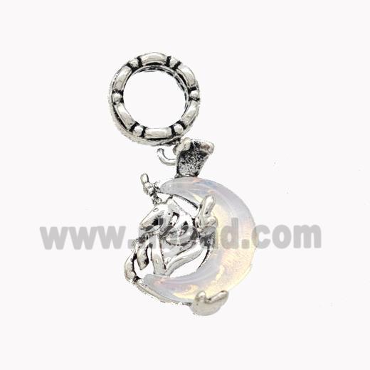 Alloy Moon Pendant Pave Acrylic Antique Silver