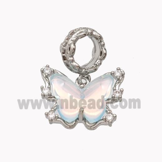 Copper Butterfly Pendant Pave Acrylic Platinum Plated