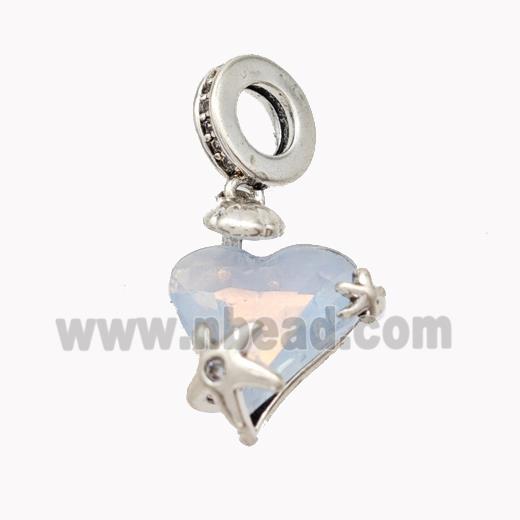 Copper Heart Pendant Pave Acrylic Platinum Plated