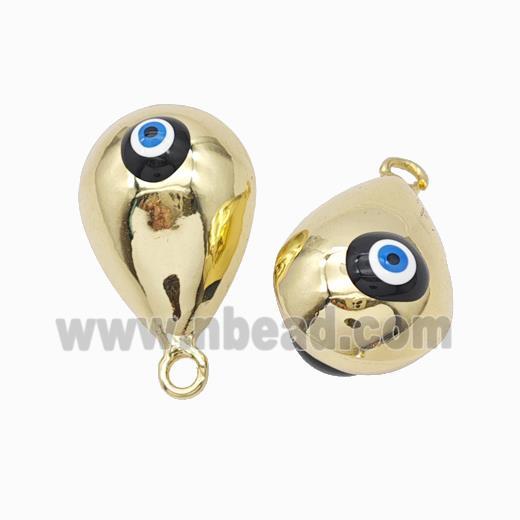 Copper Teardrop Pendant With Evil Eye Hollow Gold Plated