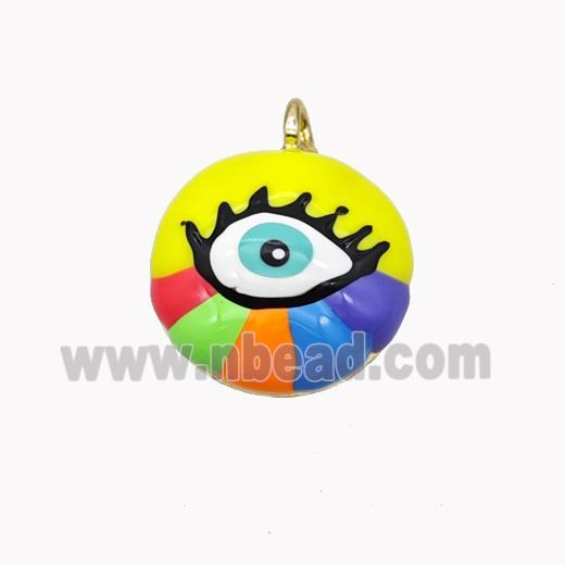 Copper Eye Pendant Multicolor Enamel Gold Plated