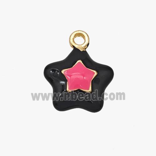 Copper Star Pendant Black Pink Enamel Gold Plated