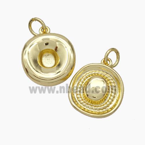 Copper Pendant pave zircon, Gold plated