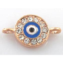 evil eye bracelet-bar, enamel alloy with Rhinestone, red copper