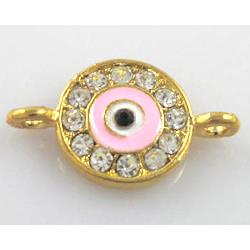 eyes bracelet bar, enamel alloy with Rhinestone, gold