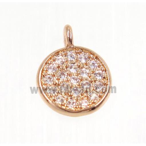 copper Circle pendant paved zircon, rose gold