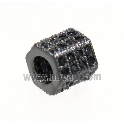 copper tube bead paved zircon, black plated