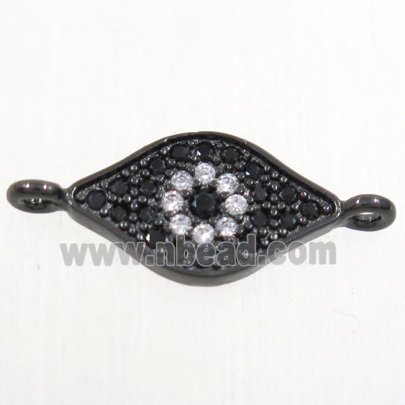 copper eye connector paved zircon, black plated