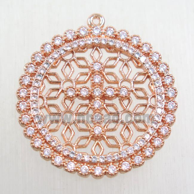 copper pendant paved zircon, rose gold