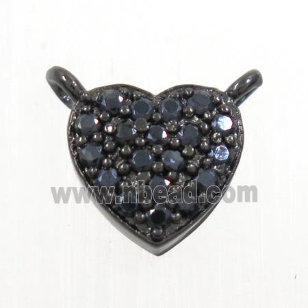 copper pendants paved zircon, heart, black
