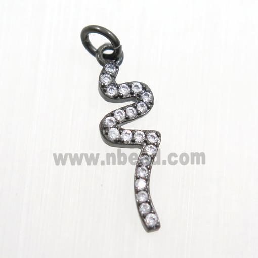 copper snake pendants paved zircon, black plated