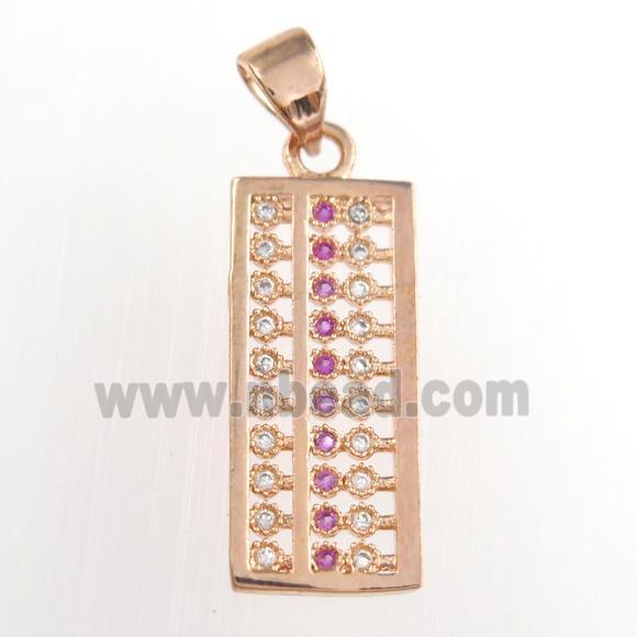copper suanpan pendants paved zircon, rose gold