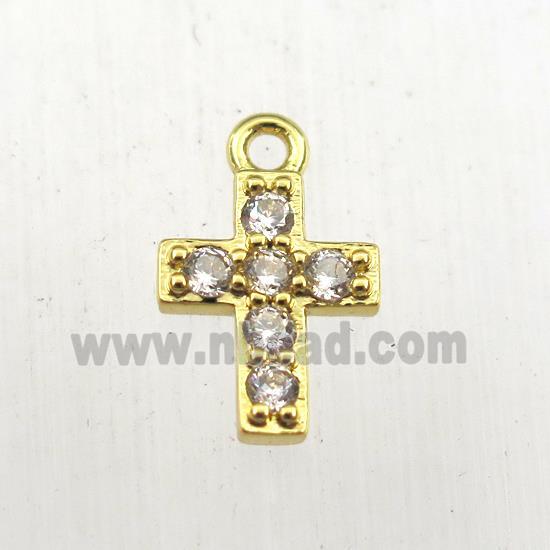 copper cross pendant paved zircon, gold plated