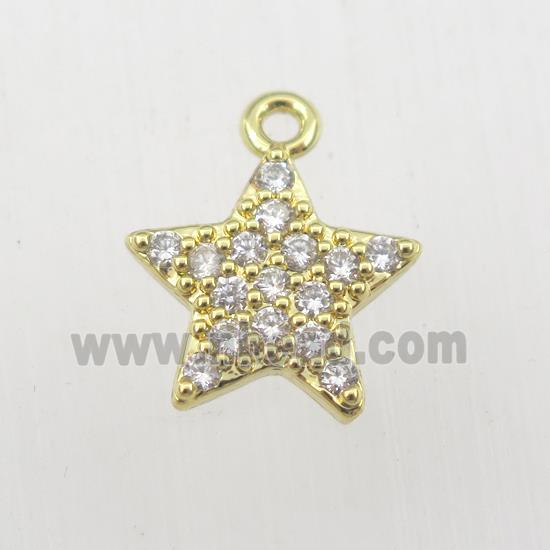 copper star pendant paved zircon, gold plated