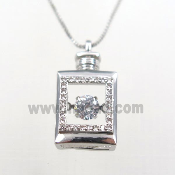 copper necklace pave zircon, platinum plated