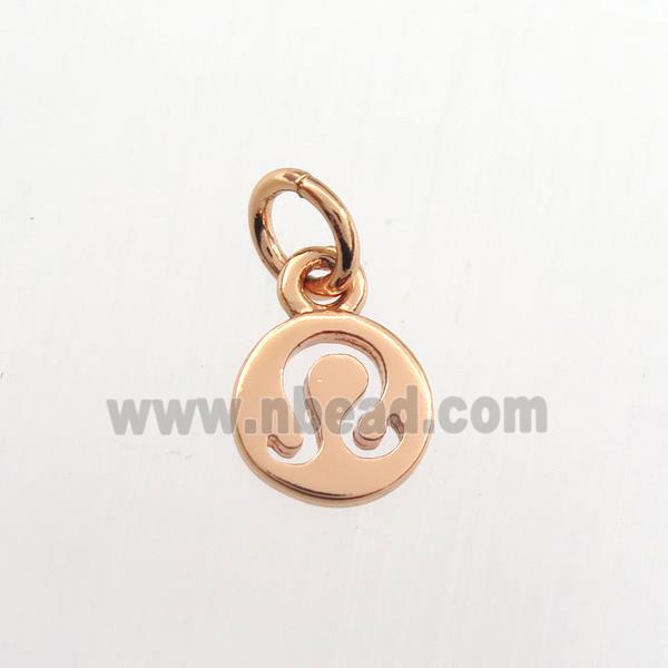copper circle pendant, zodiac leo, rose gold