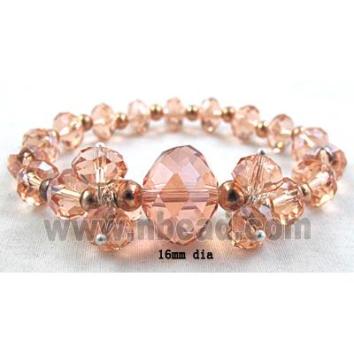 Chinese Crystal Glass Bracelet, stretchy, rose-pink