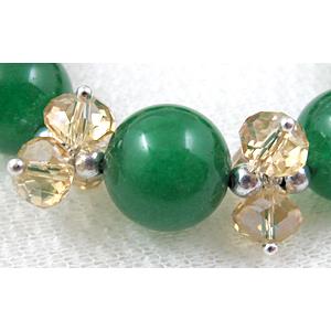 stretchy Bracelet with Chinese crystal beads, jade beads, green