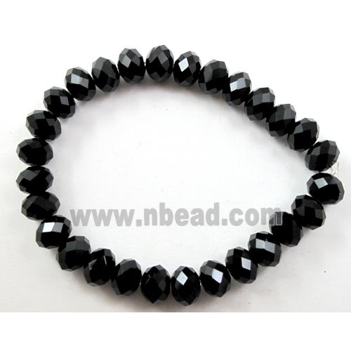 Chinese Crystal Glass Bracelet, stretchy, black