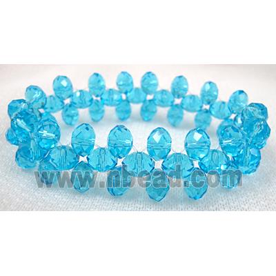 Chinese Crystal Glass Bracelet, stretchy, aqua