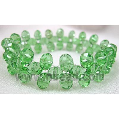 Chinese Crystal Glass Bracelet, stretchy, green