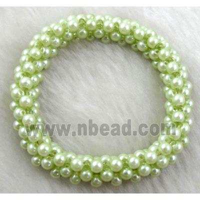 pearlized glass bracelet, stretchy, green