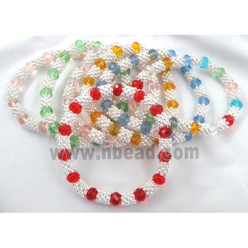 mixed Chinese Crystal Glass Bracelet, stretchy